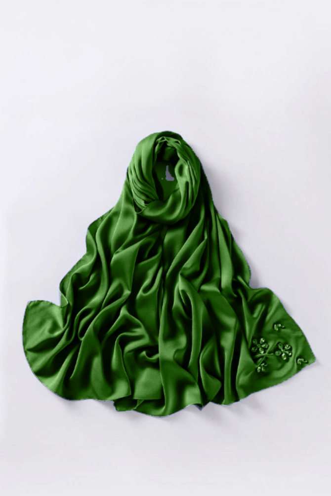 Silk & Organza Hijab - Green