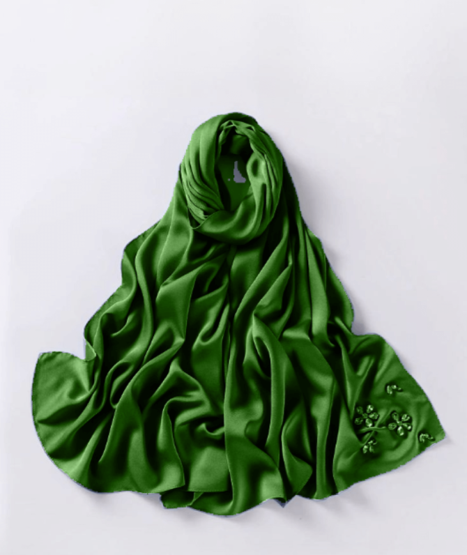 Silk & Organza Hijab – Green