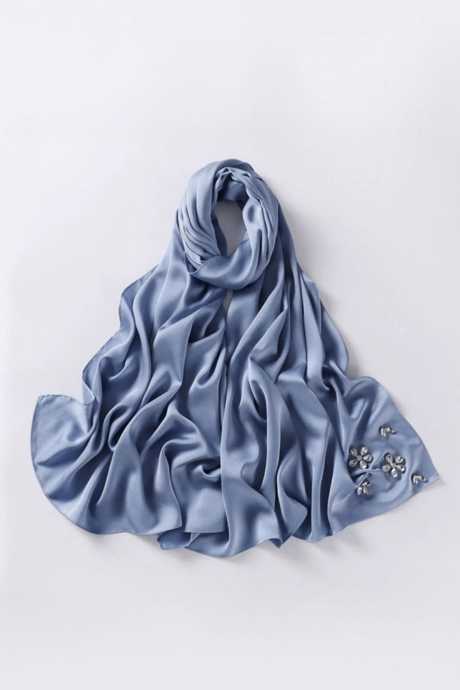Silk & Organza Hijab - Navy