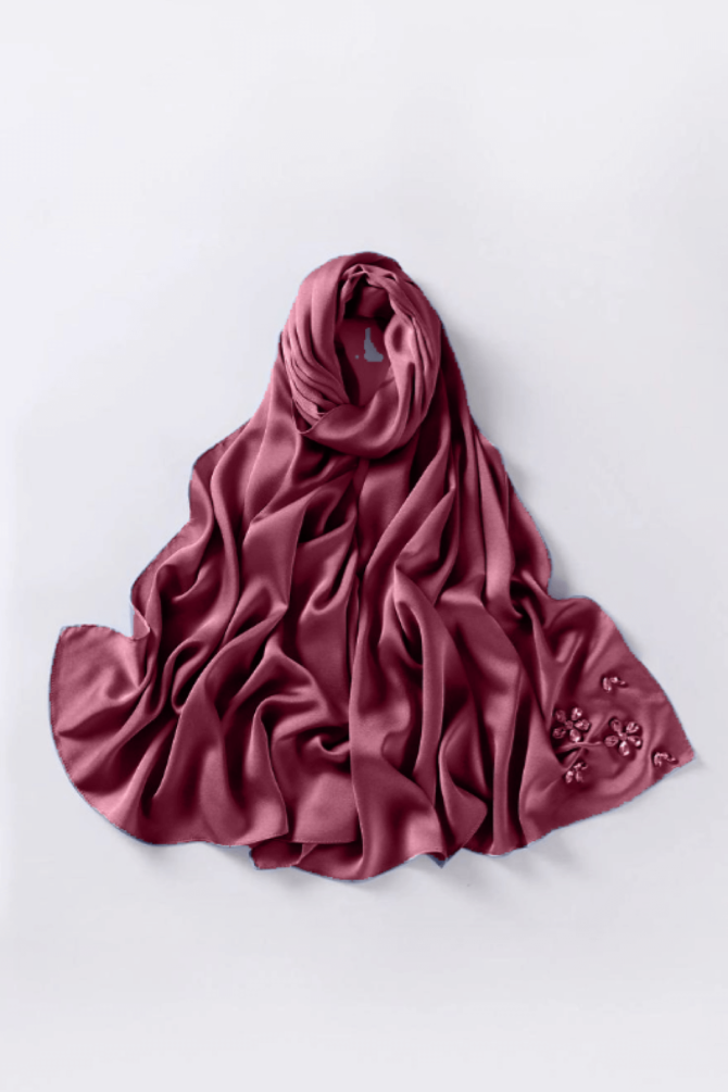 Silk & Organza Hijab - Pink