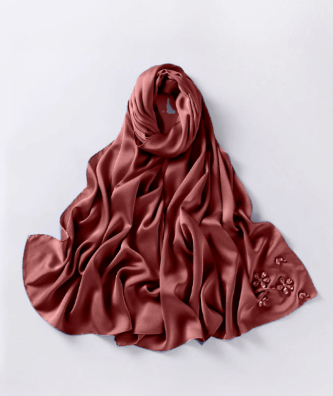 Silk & Organza Hijab – Red