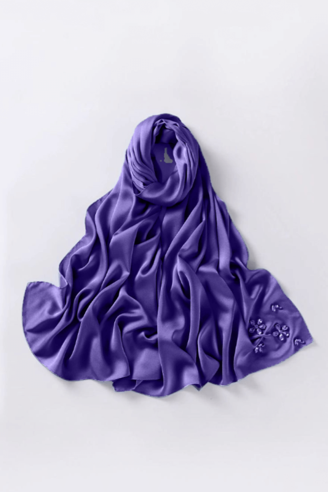 Silk & Organza Hijab - Purple