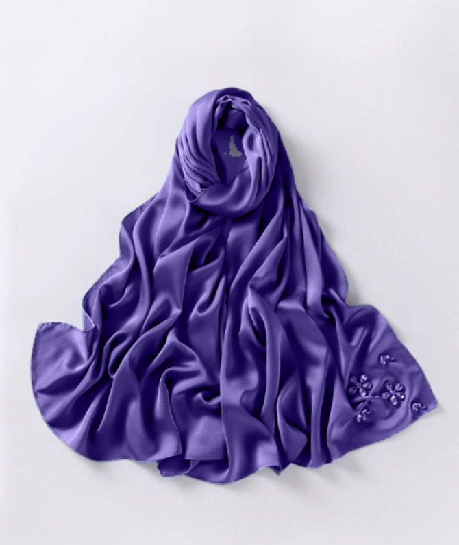Silk & Organza Hijab – Purple