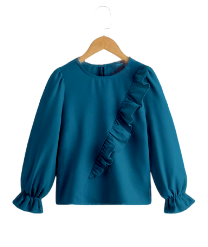 Crepe Monochromatic Top – Blue